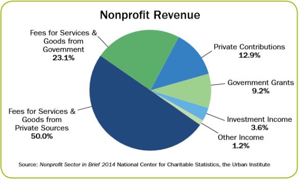 nonprofit revenue 2014 pie chart